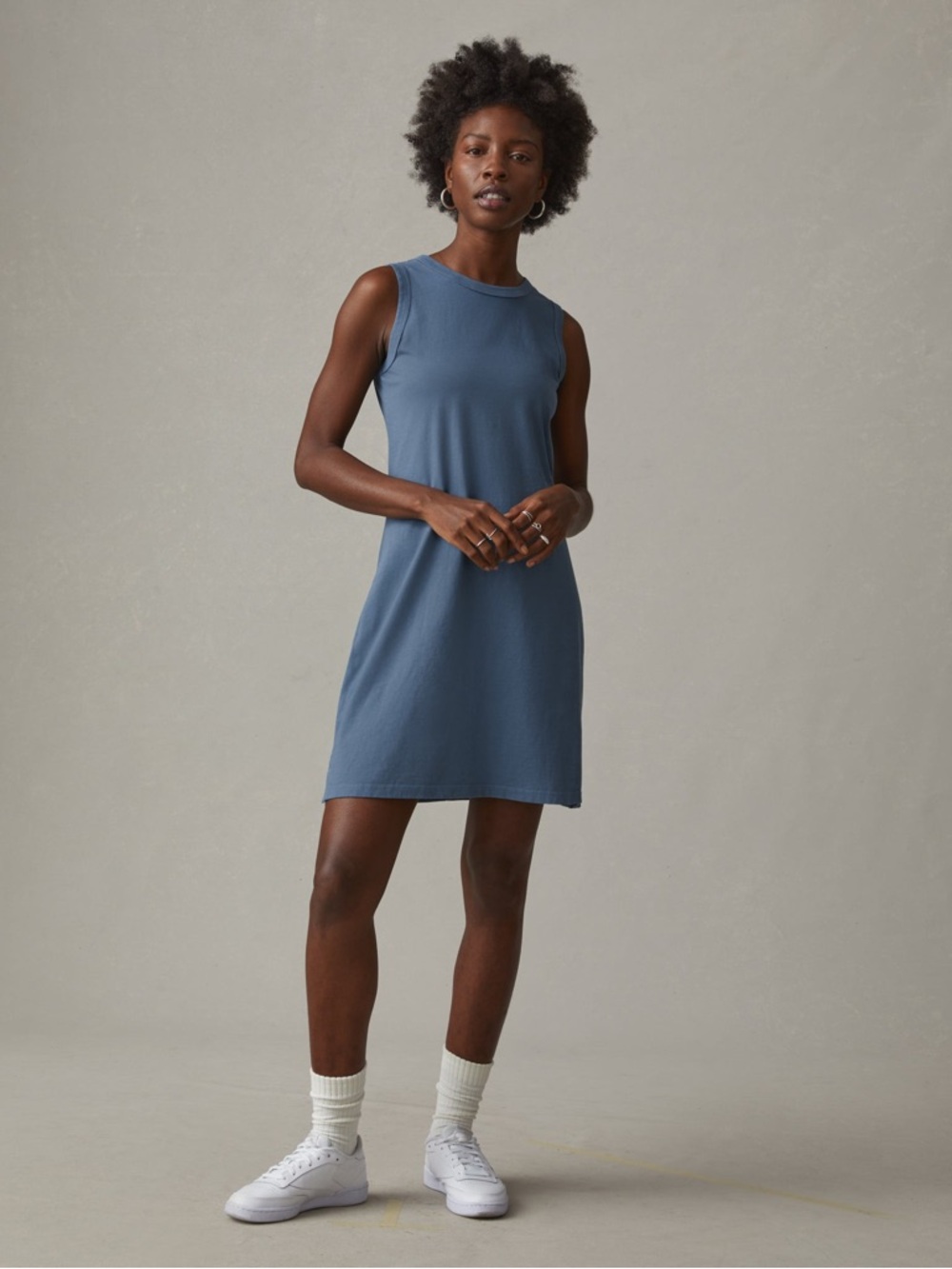 American Giant Muscle Tee Dress Teal Blue